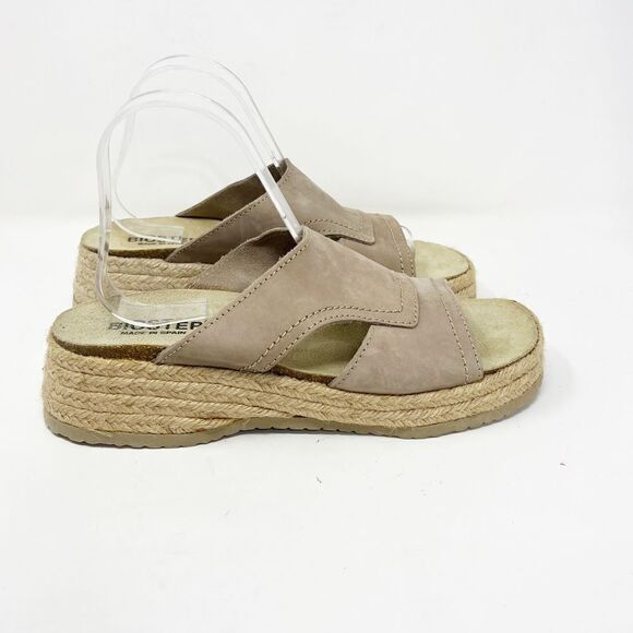 BioStep Sandals Womens 10 Slip On Platform Taupe Tan Espadrille Casual Comfort - Picture 1 of 7